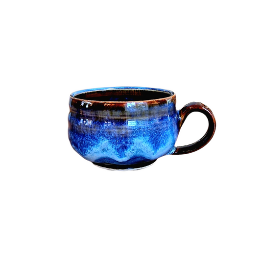 Handcrafted Ceramic Coffee Cup (With Handle) - Blue
